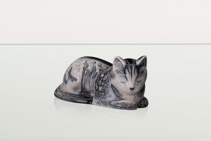 Hand Decorated Cat Urn for Ashes "Mystic" - Ceramic | Handmade Pet Urn - Pulvis Art Urns