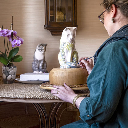 Hand Decorated Pet Urn Siamese Cat - Ceramic | Handmade Pet Urn - Pulvis Art Urns