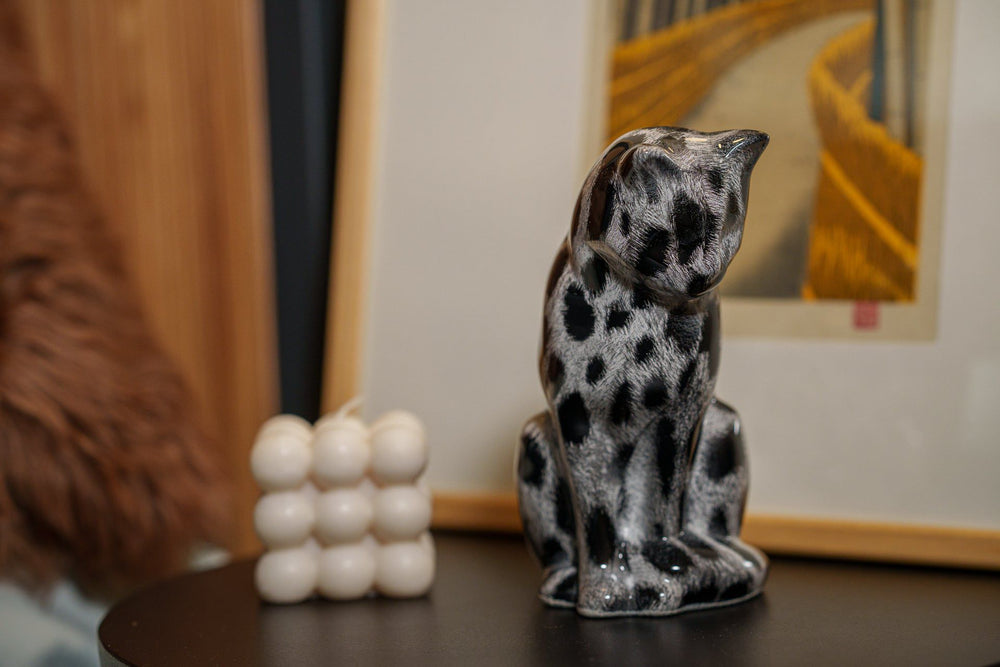 Pulvis Art Urns Pet Urn HydroGraphics Mini Pet Urn "Neko" | Spotted White | Ceramic