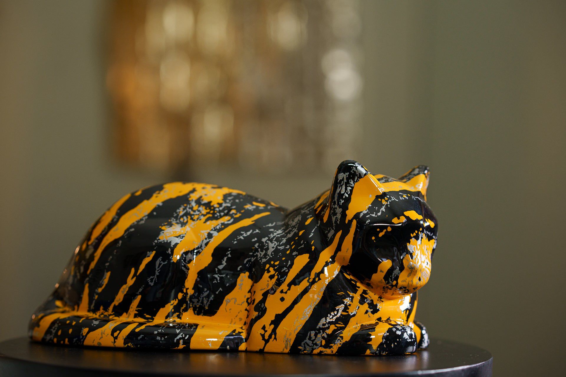 HydroGraphics Pet Urn For Cat | Mixed Yellow | Ceramic - Pulvis Art Urns