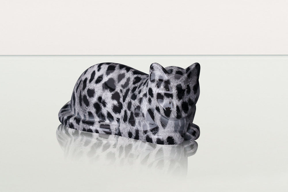 Pulvis Art Urns Pet Urn HydroGraphics Pet Urn For Cat | Spotted White | Ceramic