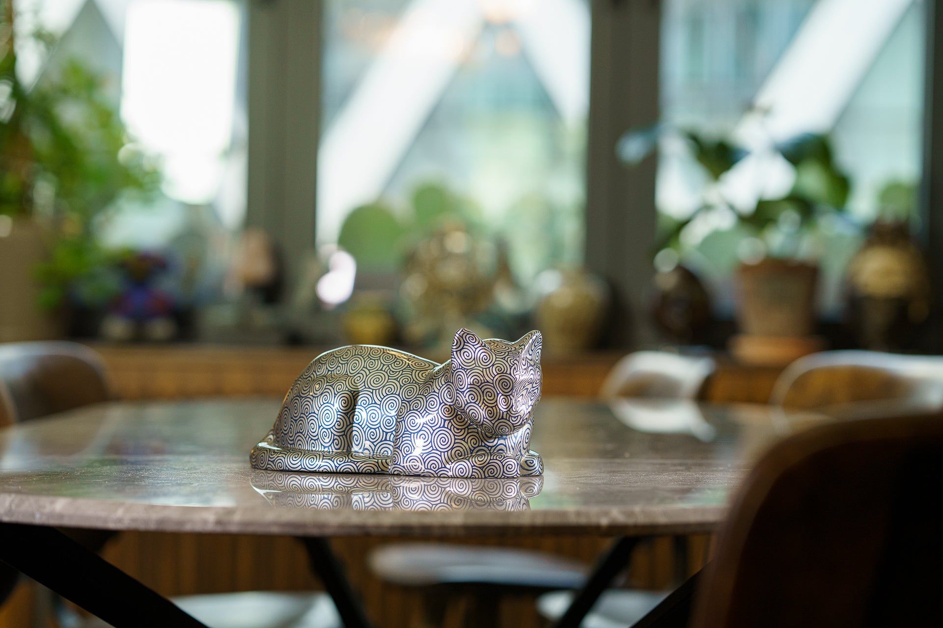 HydroGraphics Pet Urn For Cat - "Vortex" - Ceramic | Hydro Dipping - Pulvis Art Urns