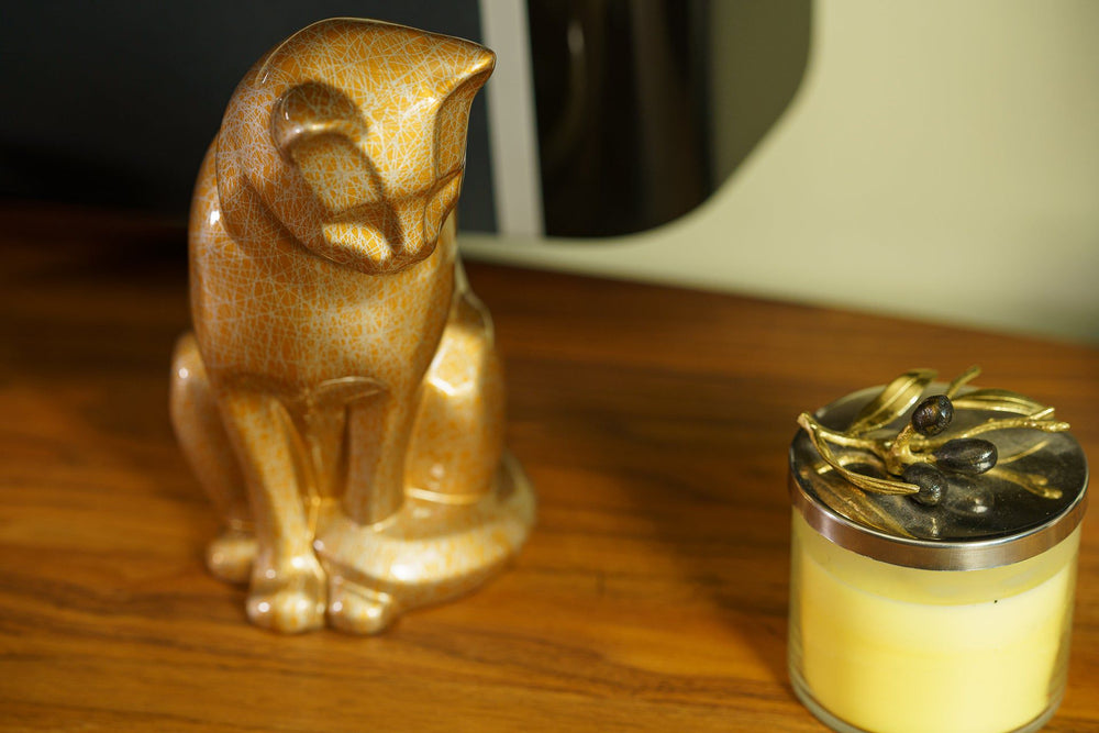 Pulvis Art Urns Pet Urn HydroGraphics Pet Urn "Neko - Gold" - Ceramic | Hydro Dipping