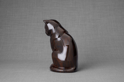 HydroGraphics Pet Urn "Neko - Mahagony" - Ceramic | Hydro Dipping - Pulvis Art Urns