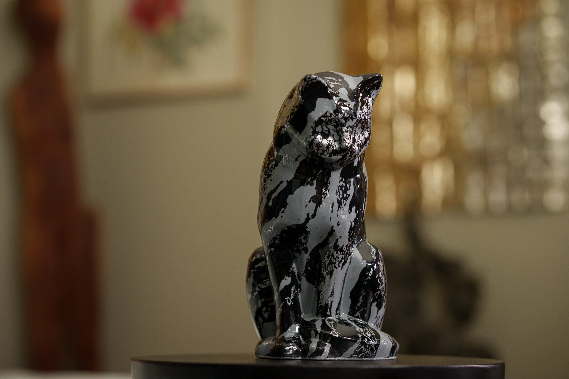 HydroGraphics Pet Urn "Neko" | Mixed Blue | Ceramic - Pulvis Art Urns