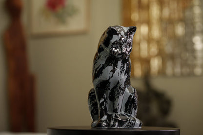 HydroGraphics Pet Urn "Neko" | Mixed Blue | Ceramic - Pulvis Art Urns