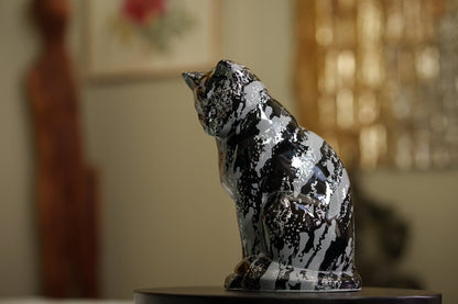 HydroGraphics Pet Urn "Neko" | Mixed Blue | Ceramic - Pulvis Art Urns