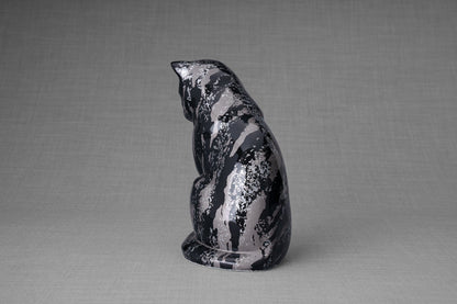 HydroGraphics Pet Urn "Neko" | Mixed Gray | Ceramic - Pulvis Art Urns