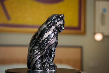 HydroGraphics Pet Urn "Neko" | Mixed Gray | Ceramic - Pulvis Art Urns