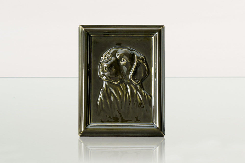 Pulvis Art Urns Pet Urn Labrador Pet Urn for Ashes - Oily Green | Ceramic | Handmade Pet Urn