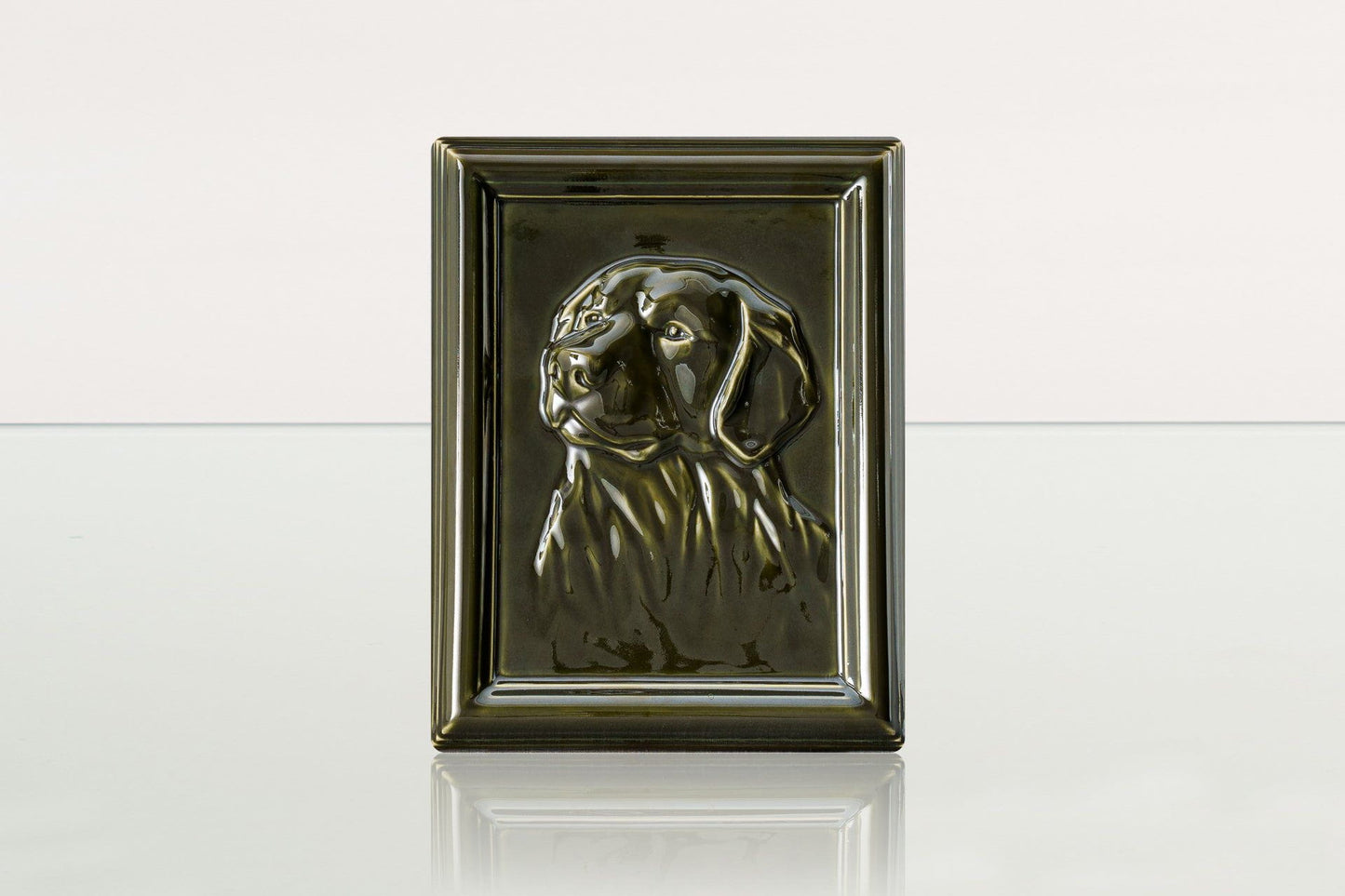 Pulvis Art Urns Pet Urn Labrador Pet Urn for Ashes - Oily Green | Ceramic | Handmade Pet Urn
