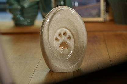 Large Paw Cremation Urn - Craquelure | Ceramic | Handmade Pet Urn - Pulvis Art Urns
