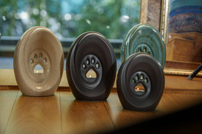 Large Paw Cremation Urn - Gray Matte | Ceramic | Handmade Pet Urn - Pulvis Art Urns