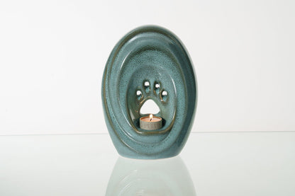 Large Paw Cremation Urn - Oily Green Melange | Ceramic | Handmade Pet Urn - Pulvis Art Urns