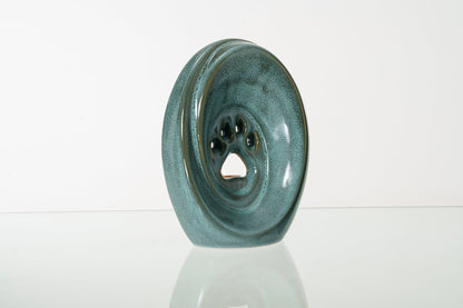 Large Paw Cremation Urn - Oily Green Melange | Ceramic | Handmade Pet Urn - Pulvis Art Urns