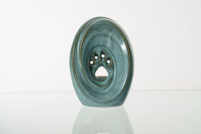 Large Paw Cremation Urn - Oily Green Melange | Ceramic | Handmade Pet Urn - Pulvis Art Urns