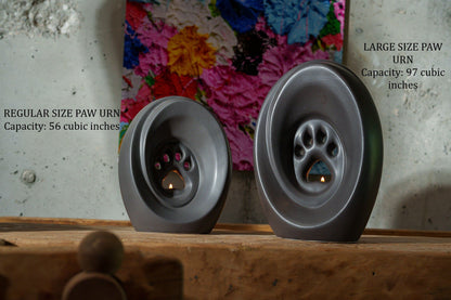 Large Paw Cremation Urn - Gray Matte | Ceramic | Handmade Pet Urn - Pulvis Art Urns