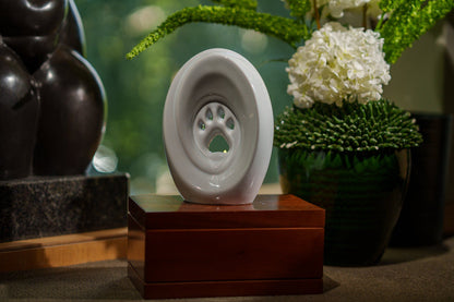Large Paw Cremation Urn - White | Ceramic | Handmade Pet Urn - Pulvis Art Urns
