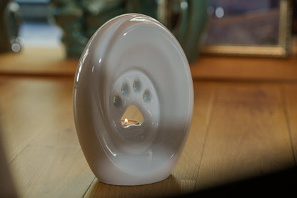 Large Paw Cremation Urn - White | Ceramic | Handmade Pet Urn - Pulvis Art Urns