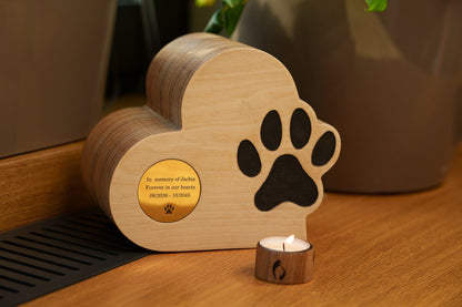 Love Paw Pet Urn - Plywood | Handmade Pet Memorial - Pulvis Art Urns