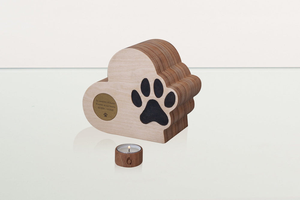 Pulvis Art Urns Pet Urn Love Paw Pet Urn - Plywood | Handmade Pet Memorial