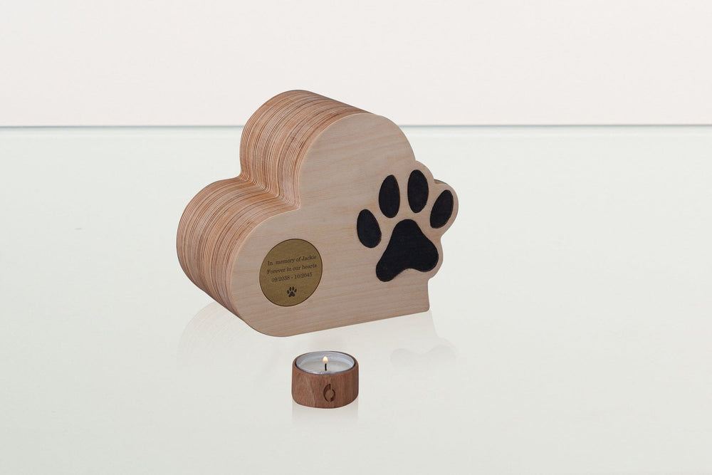 Pulvis Art Urns Pet Urn Love Paw Pet Urn - Plywood | Handmade Pet Memorial