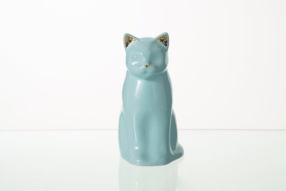 Pulvis Art Urns Pet Urn "Meow" Pet Urn for Cat - Baby Blue | Ceramic | Handmade