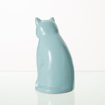 "Meow" Pet Urn for Cat - Baby Blue | Ceramic | Handmade - Pulvis Art Urns