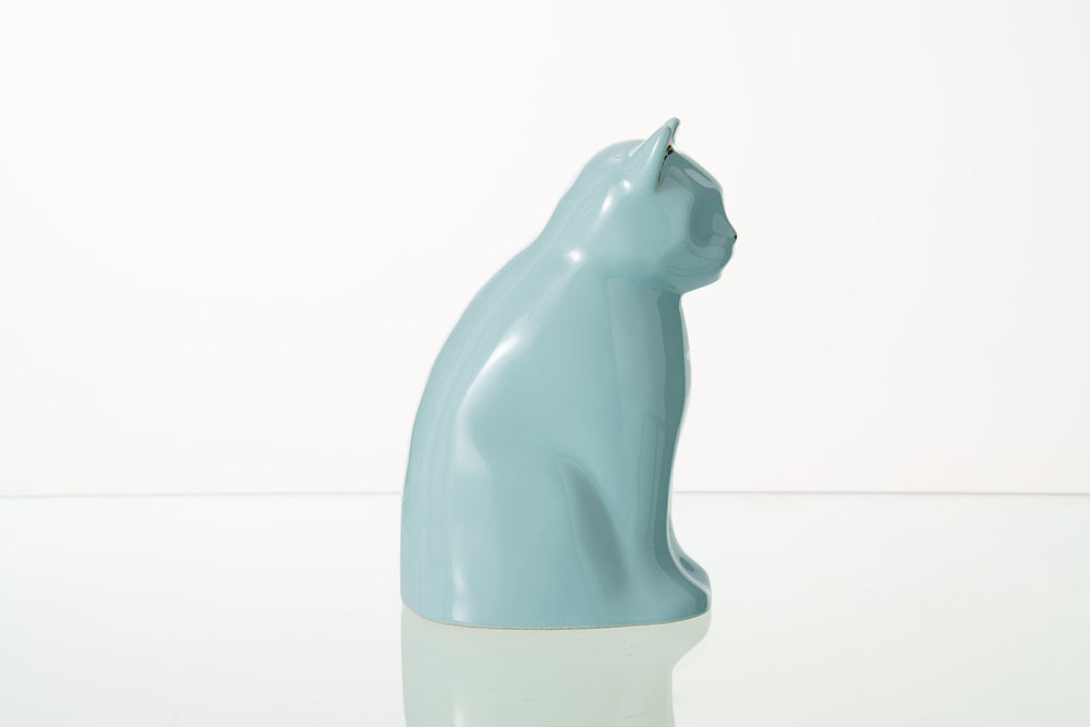 Pulvis Art Urns Pet Urn "Meow" Pet Urn for Cat - Baby Blue | Ceramic | Handmade