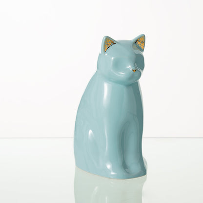 "Meow" Pet Urn for Cat - Baby Blue | Ceramic | Handmade - Pulvis Art Urns