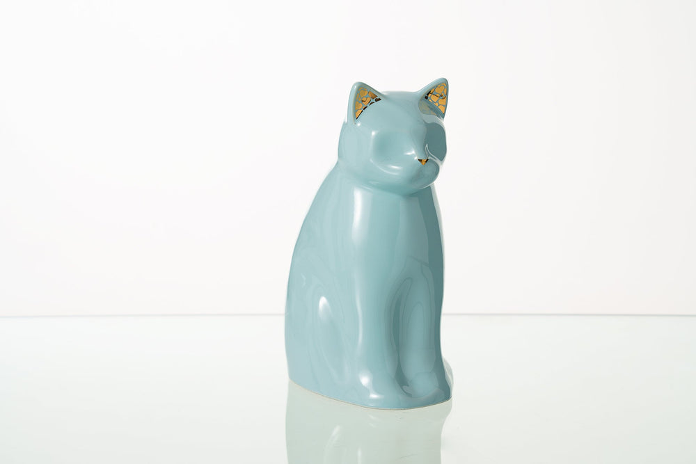 Pulvis Art Urns Pet Urn "Meow" Pet Urn for Cat - Baby Blue | Ceramic | Handmade