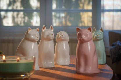 "Meow" Pet Urn for Cat - Baby Blue | Ceramic | Handmade - Pulvis Art Urns