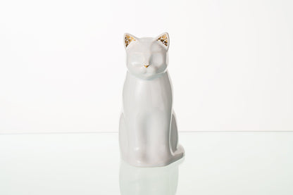 "Meow" Pet Urn for Cat - White | Ceramic | Handmade - Pulvis Art Urns