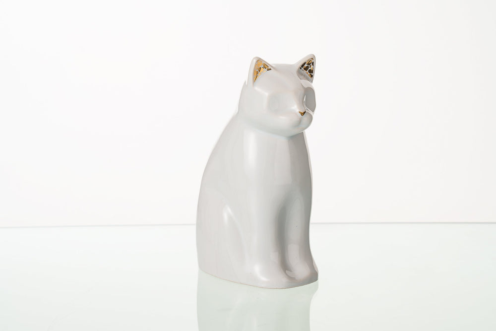 Pulvis Art Urns Pet Urn "Meow" Pet Urn for Cat - White | Ceramic | Handmade