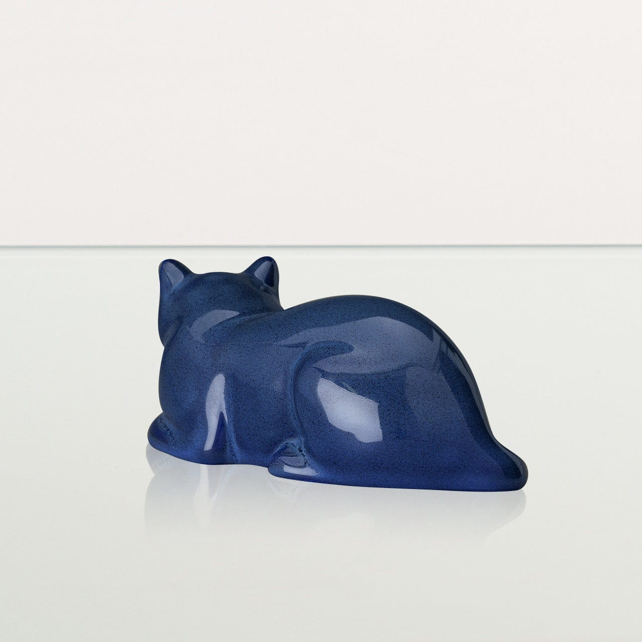 Mini Laying Cat Cremation Urn - Blue Melange | Ceramic Pet Urn - Pulvis Art Urns