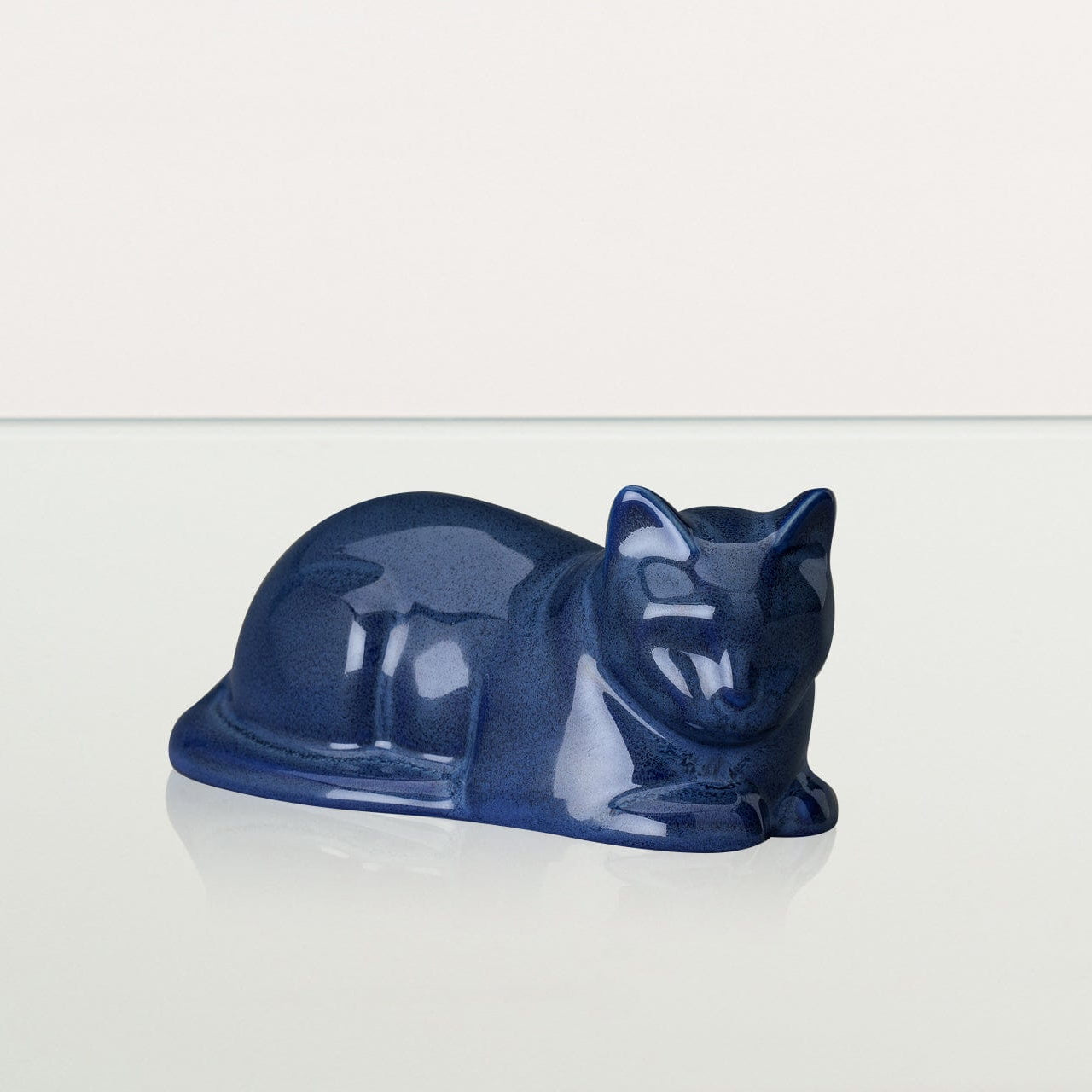 Mini Laying Cat Cremation Urn - Blue Melange | Ceramic Pet Urn - Pulvis Art Urns