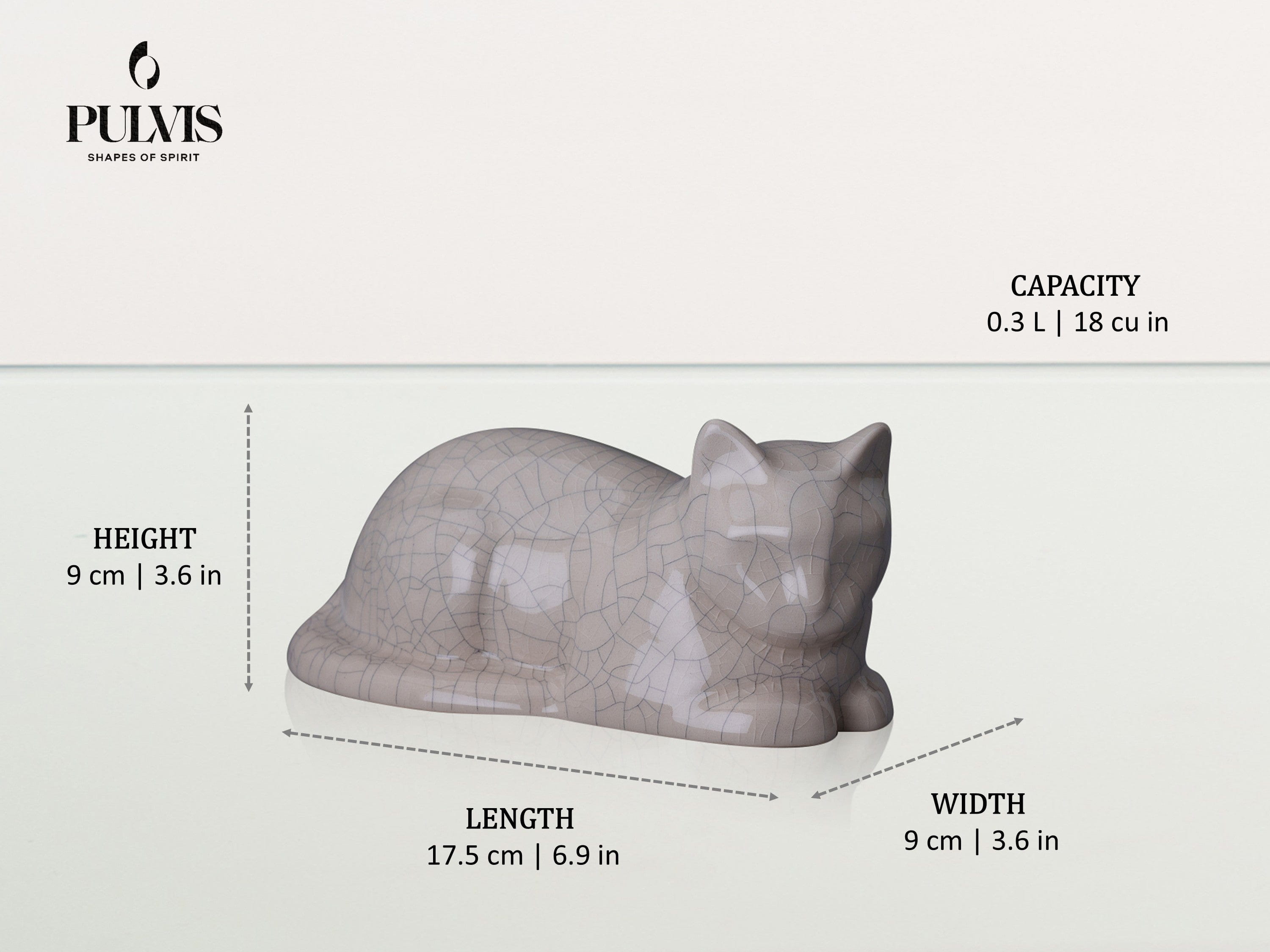 Mini Laying Cat Cremation Urn - Dark Sand | Ceramic Pet Urn
