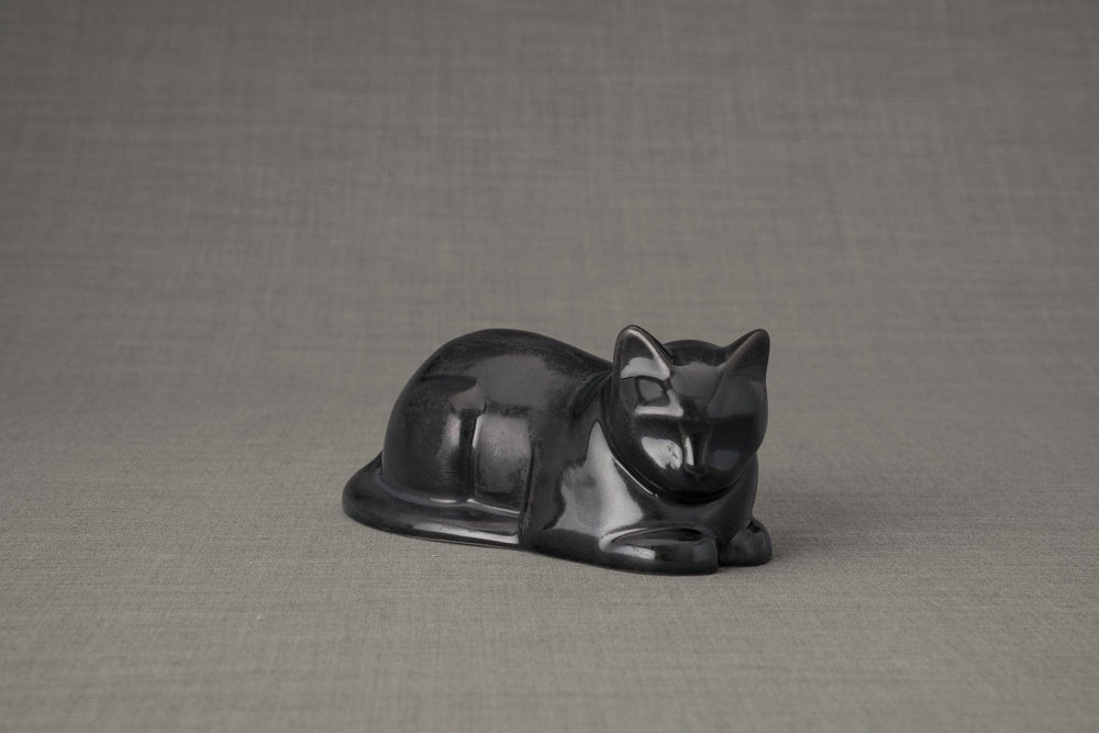 Pulvis Art Urns Pet Urn Mini Laying Cat Cremation Urn - Dark Matte | Ceramic