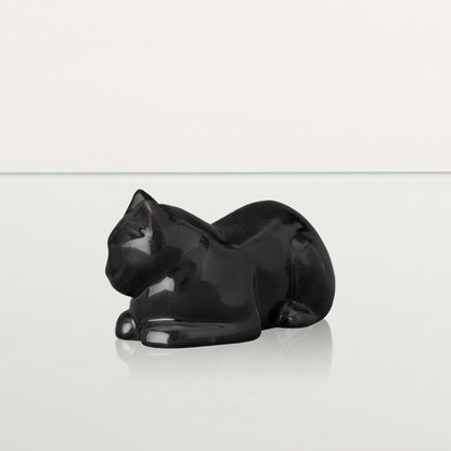 Mini Laying Cat Cremation Urn - Dark Matte | Ceramic Pet Urn - Pulvis Art Urns