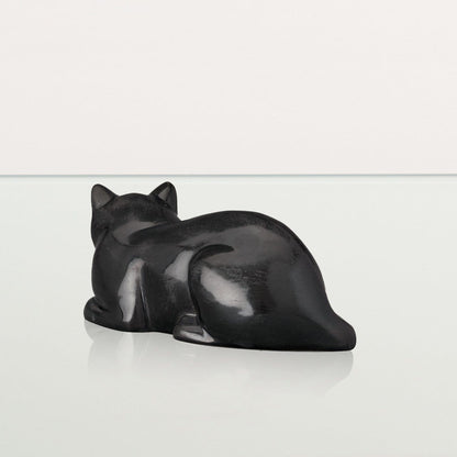 Mini Laying Cat Cremation Urn - Dark Matte | Ceramic Pet Urn - Pulvis Art Urns