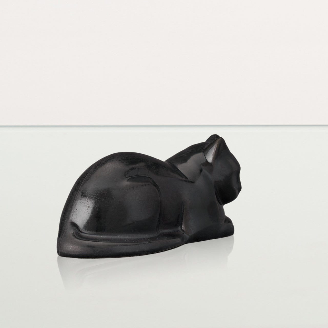 Mini Laying Cat Cremation Urn - Dark Matte | Ceramic Pet Urn - Pulvis Art Urns