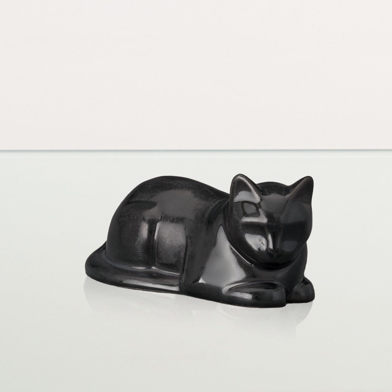 Mini Laying Cat Cremation Urn - Dark Matte | Ceramic Pet Urn - Pulvis Art Urns