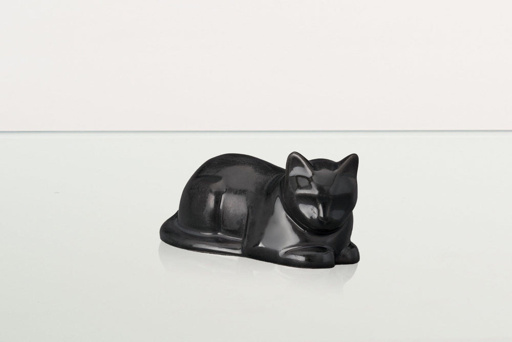 Pulvis Art Urns Pet Urn Mini Laying Cat Cremation Urn - Dark Matte | Ceramic Pet Urn