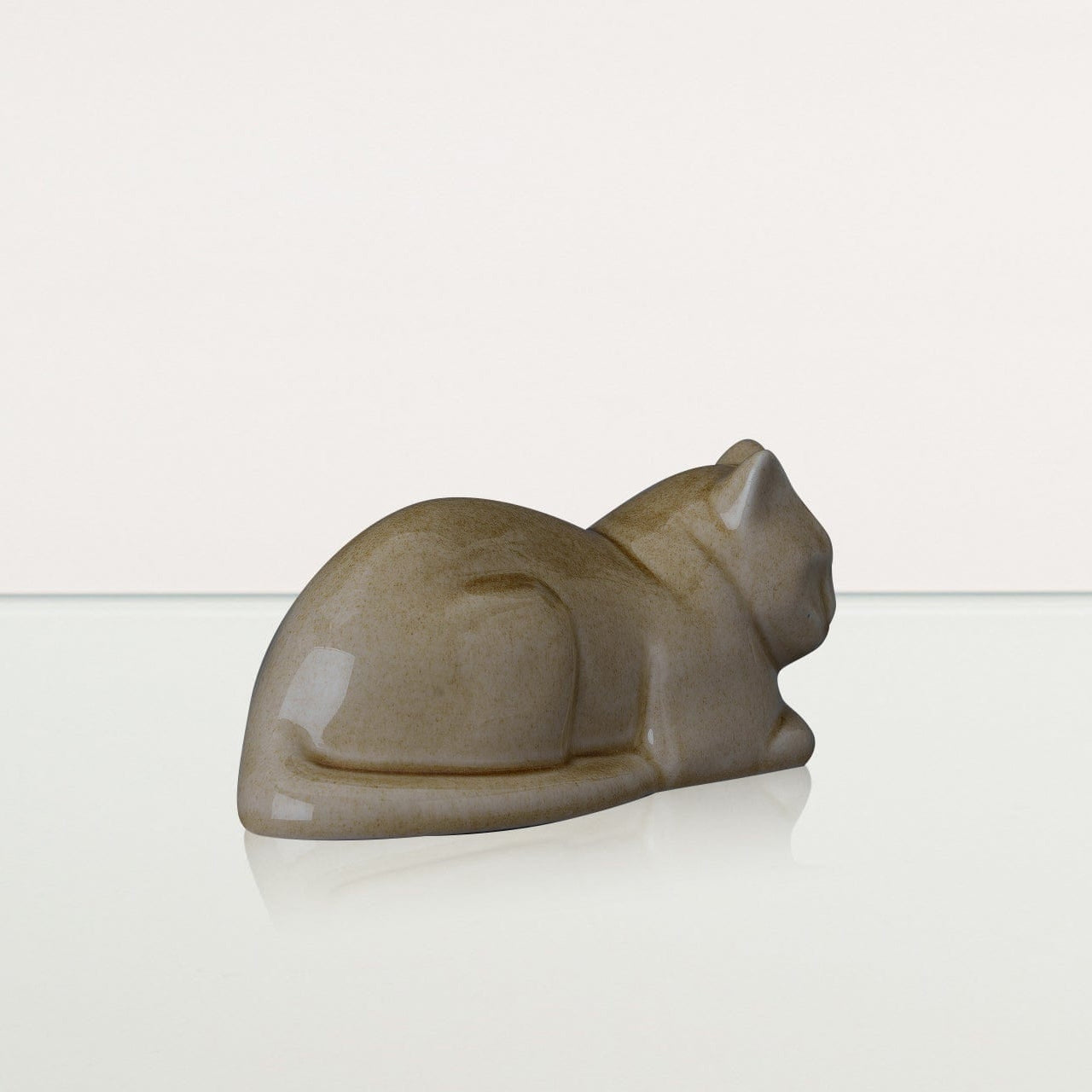 Mini Laying Cat Cremation Urn - Dark Sand | Ceramic Pet Urn - Pulvis Art Urns