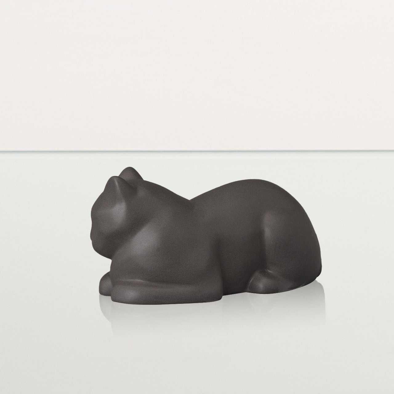 Mini Laying Cat Cremation Urn - Grey Matte | Ceramic Pet Urn - Pulvis Art Urns