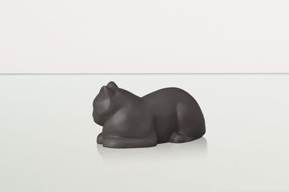 Mini Laying Cat Cremation Urn - Grey Matte | Ceramic Pet Urn - Pulvis Art Urns