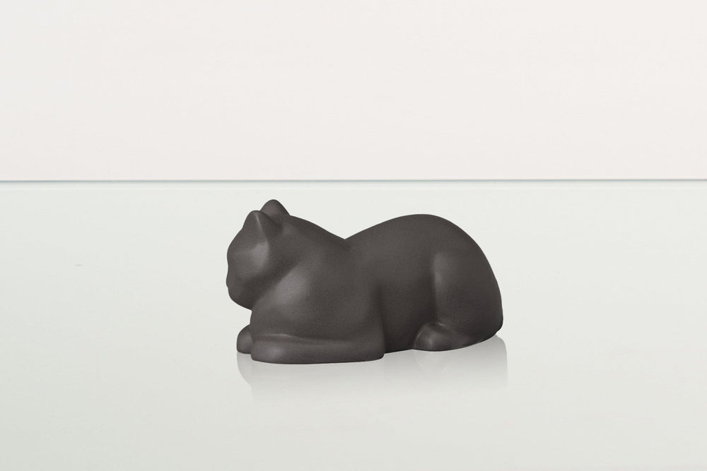 Pulvis Art Urns Pet Urn Mini Laying Cat Cremation Urn - Grey Matte | Ceramic Pet Urn