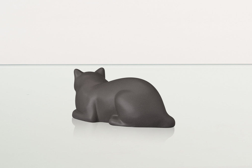 Pulvis Art Urns Pet Urn Mini Laying Cat Cremation Urn - Grey Matte | Ceramic Pet Urn