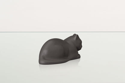 Mini Laying Cat Cremation Urn - Grey Matte | Ceramic Pet Urn - Pulvis Art Urns
