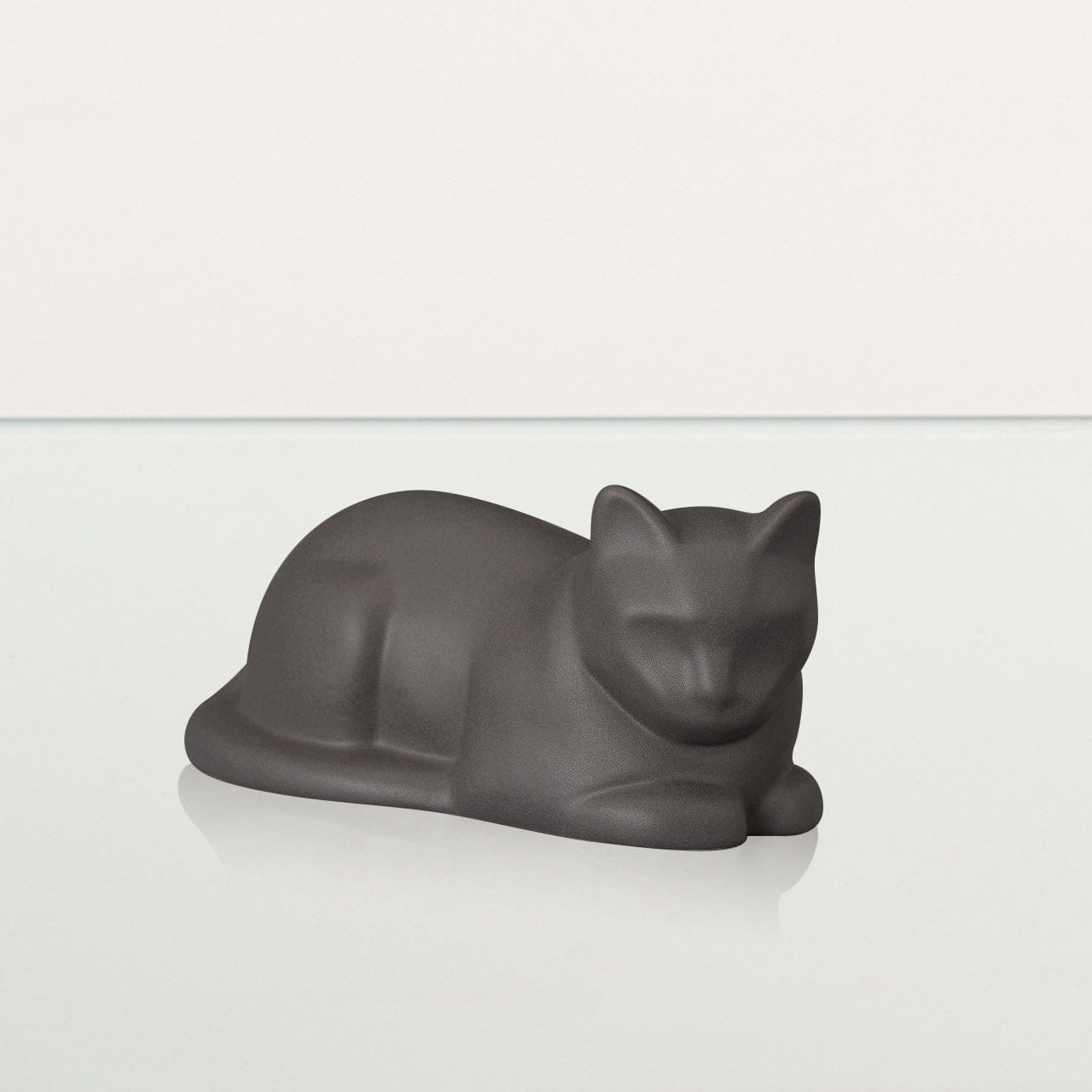 Mini Laying Cat Cremation Urn - Grey Matte | Ceramic Pet Urn - Pulvis Art Urns